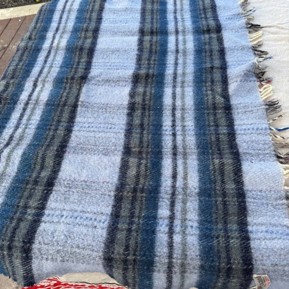 Vintage 1960s Macnab of Haddington Scotland Wool Plaid Travel Rug Blanket Fringe